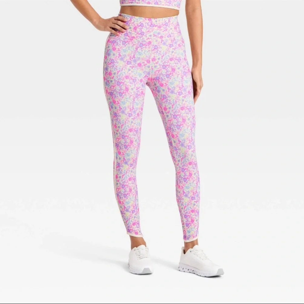JoyLab™ Women's Floral Print High-Rise Piped Leggings - Pink M, L & XXL - Picture 1 of 16